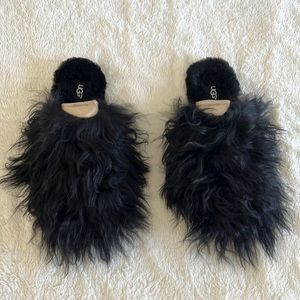 UGG Australia FLUFF MOMMA MONGOLIAN CLOG Black WOMEN`S SLIPPERS 1019726